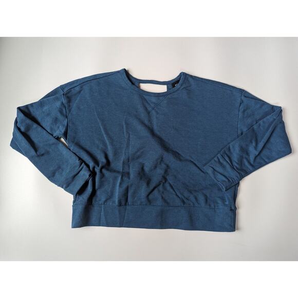 Nike Dri-Fit Woman's Large Blue Crop Open Back Long Sleeve Sweatshirt - Picture 1 of 6